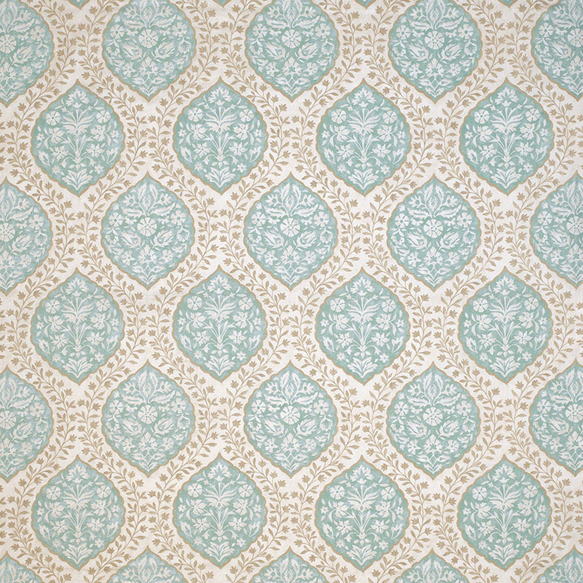 Marguerite Aqua/Taupe — Nina Campbell tyg