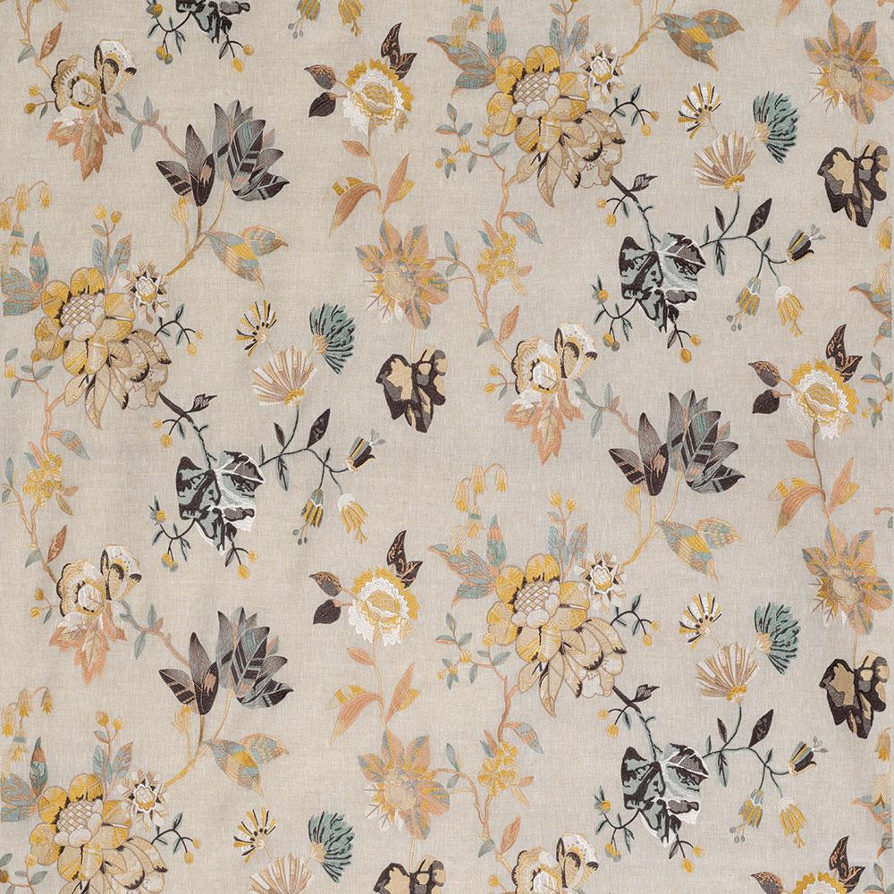 Nemours Yellow/Aqua — Nina Campbell tyg