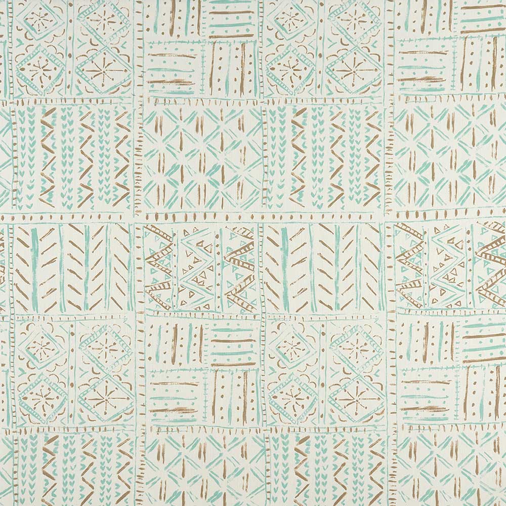 Cloisters Aqua/Taupe/Ivory — Nina Campbell tyg