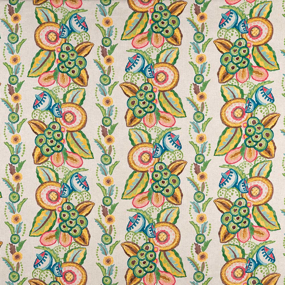 Ashdown Stripe Green/Multi — Nina Campbell tyg
