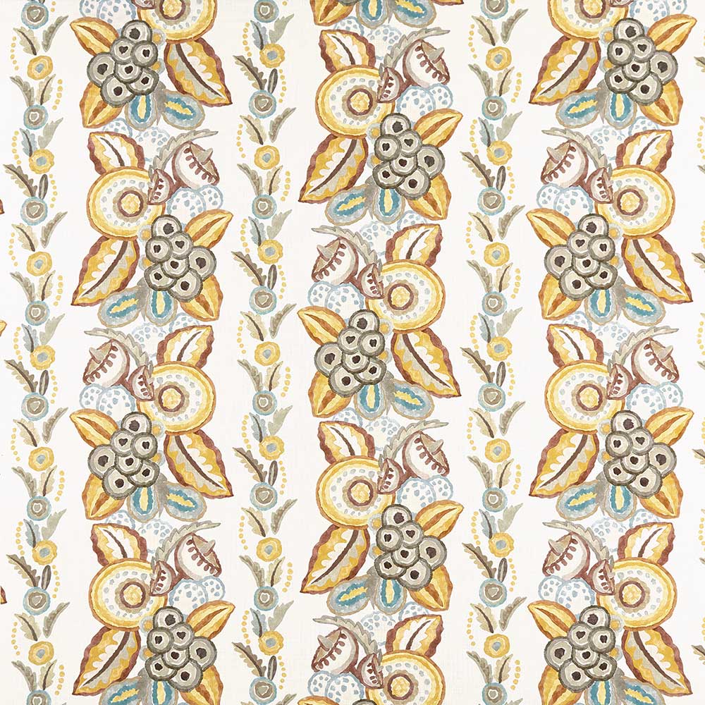 Ashdown Stripe Ochre/Taupe/Duck Egg — Nina Campbell tyg