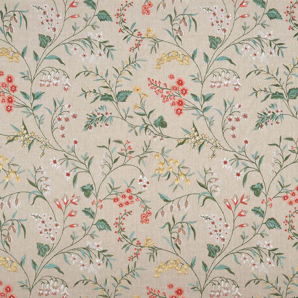 Almora Coral/Soft Gold/Green — Nina Campbell tyg