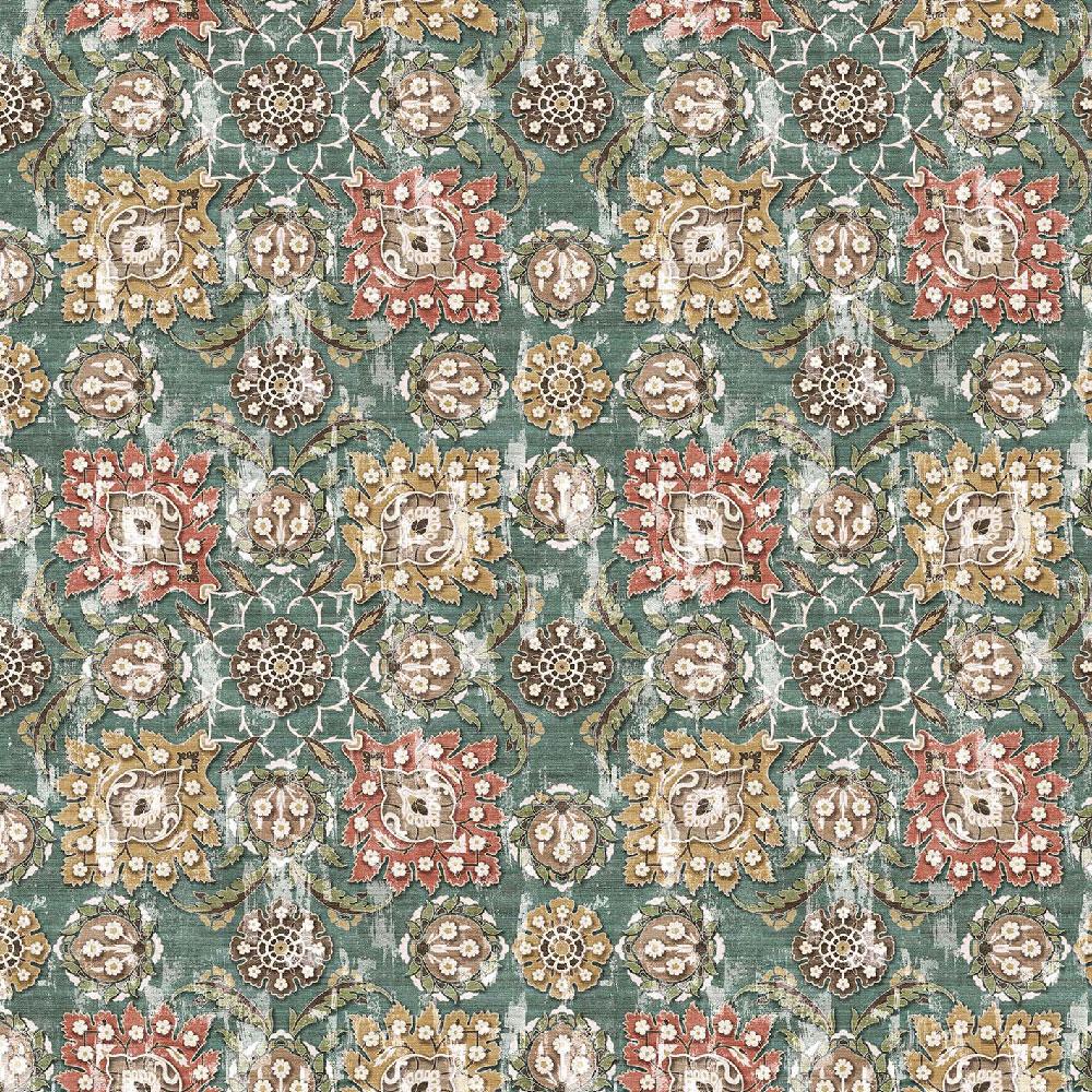Holkar Teal/Russet/Ochre — Nina Campbell tyg