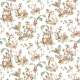 Toile Chinoise Coral/Green — Nina Campbell tyg
