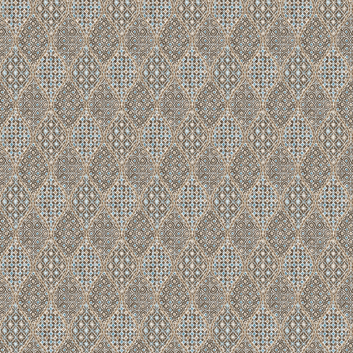 Coudreau Taupe/Blue — Nina Campbell tyg