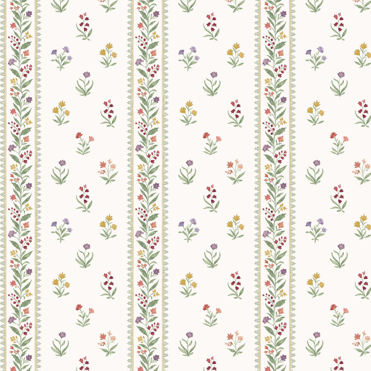 Petit Dapuri Ivory/Multi — Nina Campbell tyg