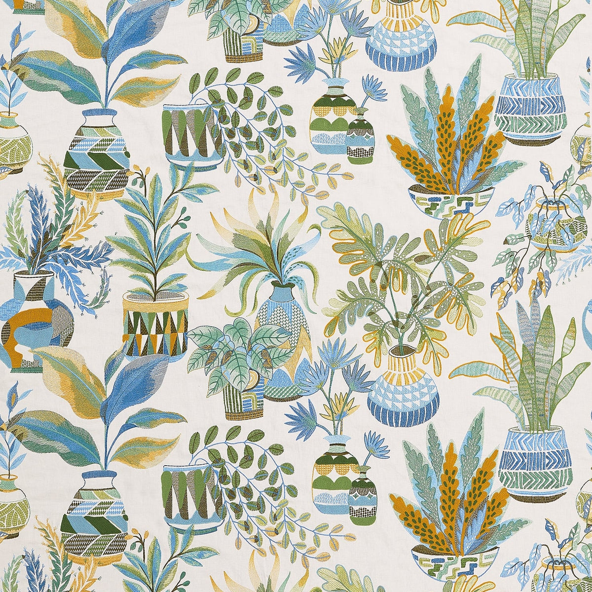Tudeley Blue/Green/Ochre — Nina Campbell tyg