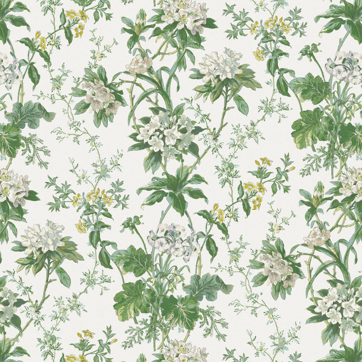 Somerhill Green/White/Chartreuse — Nina Campbell tyg