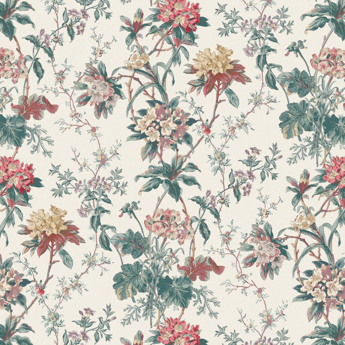Somerhill Teal/Red/Amethyst — Nina Campbell tyg