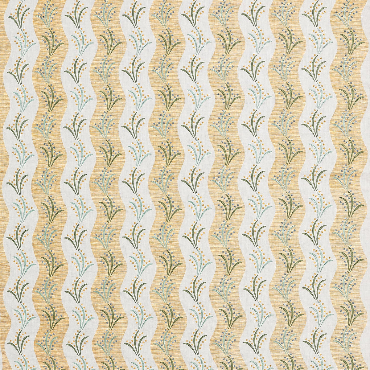Sidney Stripe Yellow/Eucalyptus/Hyacinth — Nina Campbell tyg