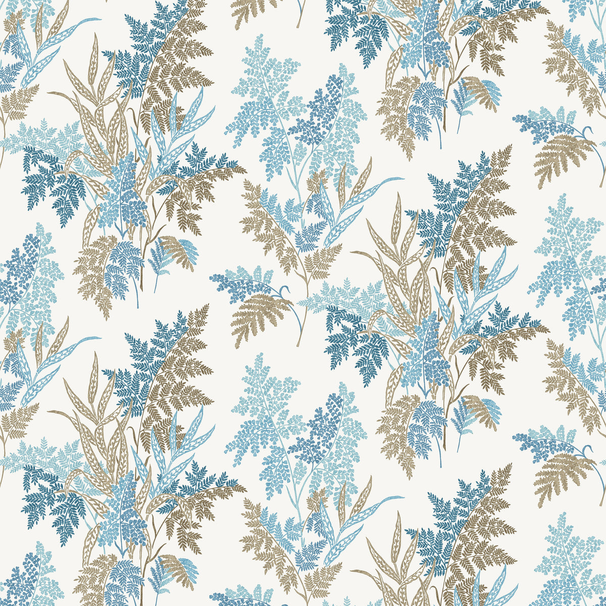 Fern Craze Indigo/Blue/Chocolate — Nina Campbell tyg