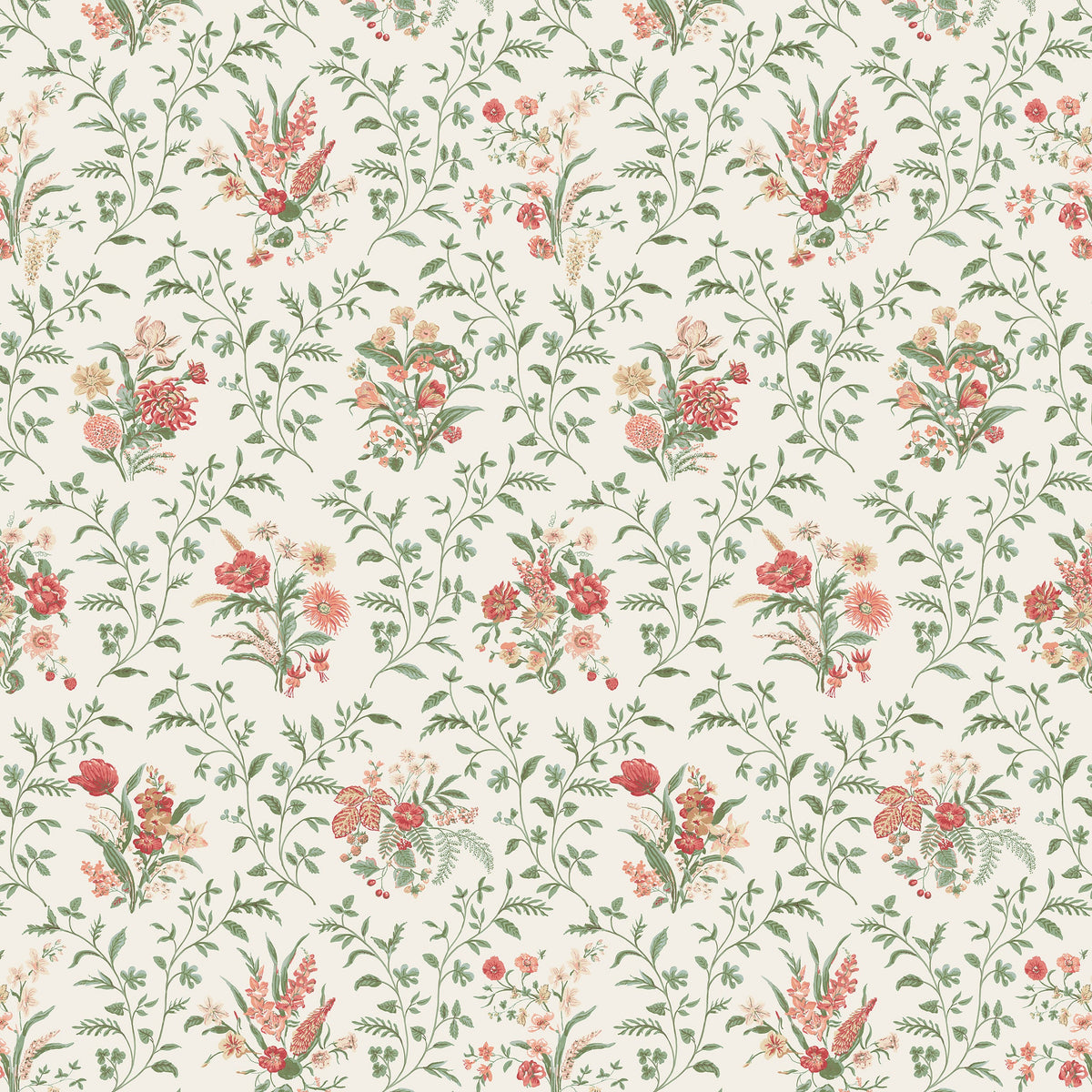 Hollingbourne Coral/Eucalyptus — Nina Campbell tyg