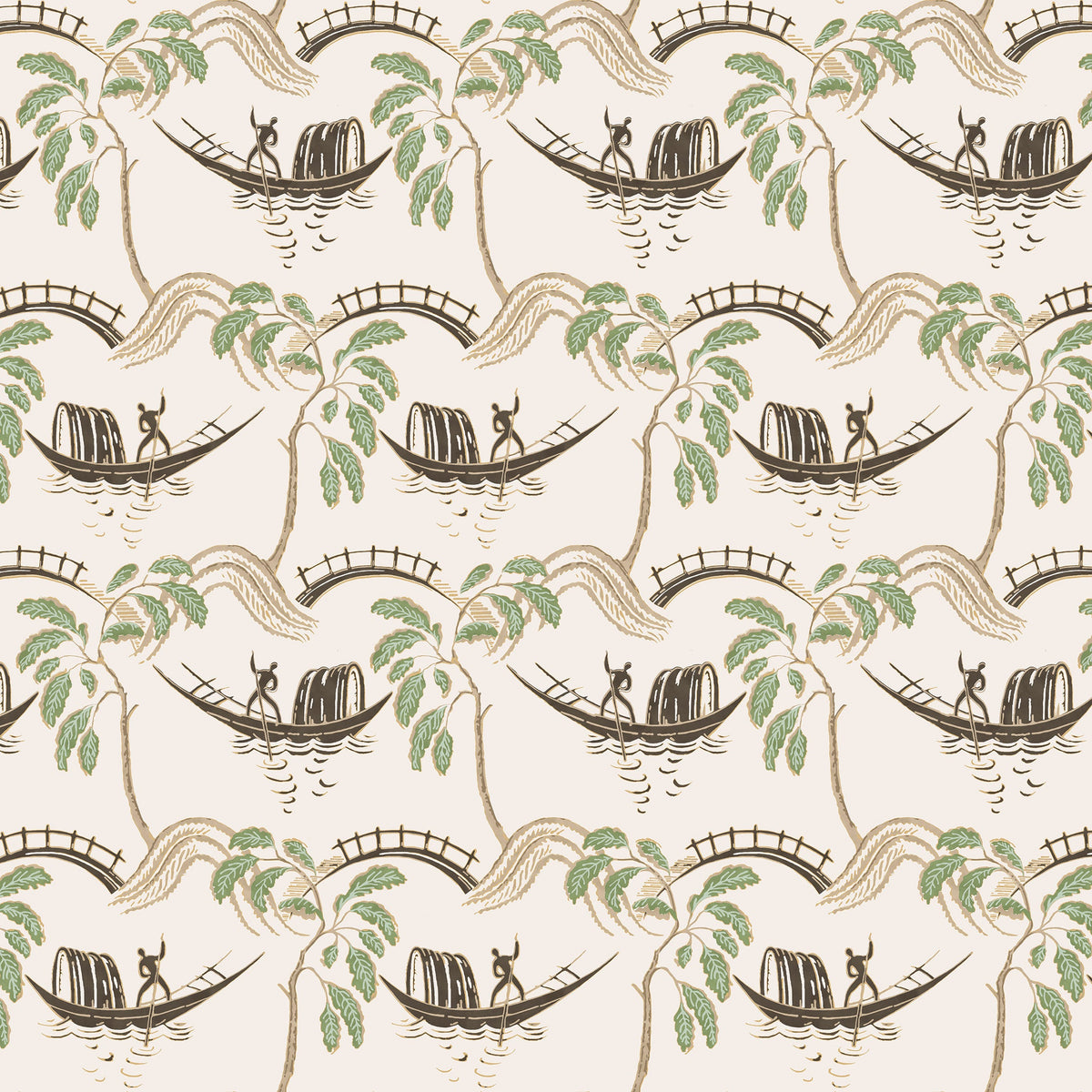 Peggy Green/Ivory — Nina Campbell tyg