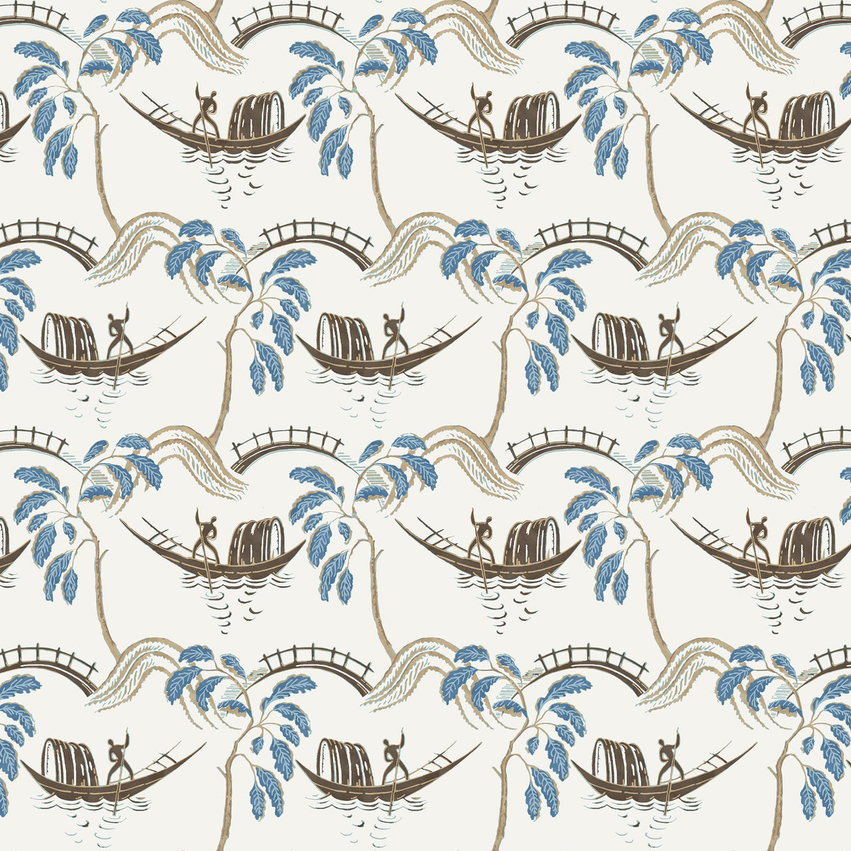 Peggy Blue/Chocolate/Ivory — Nina Campbell tyg