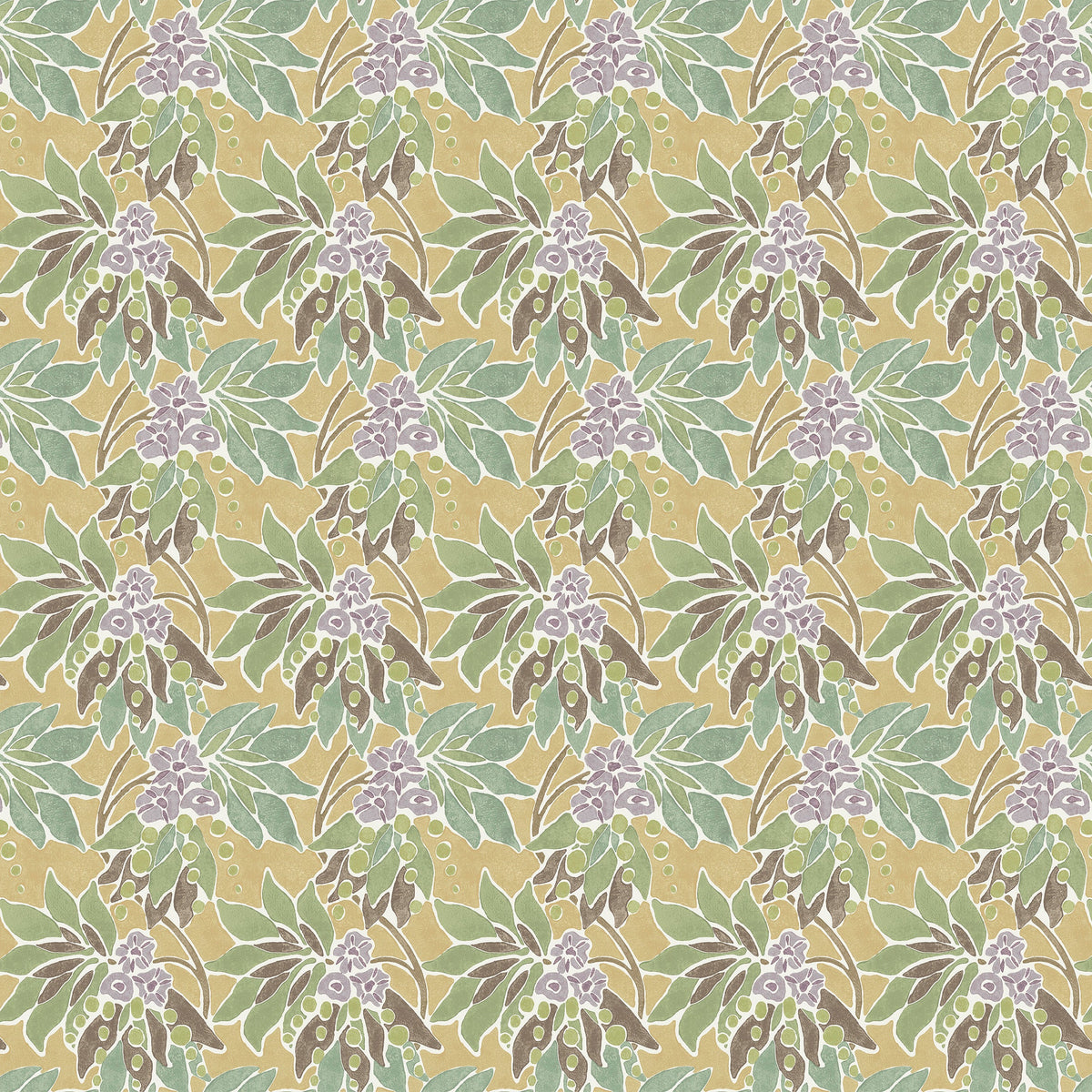 Sonia Ochre/Sage/Lilac — Nina Campbell tyg