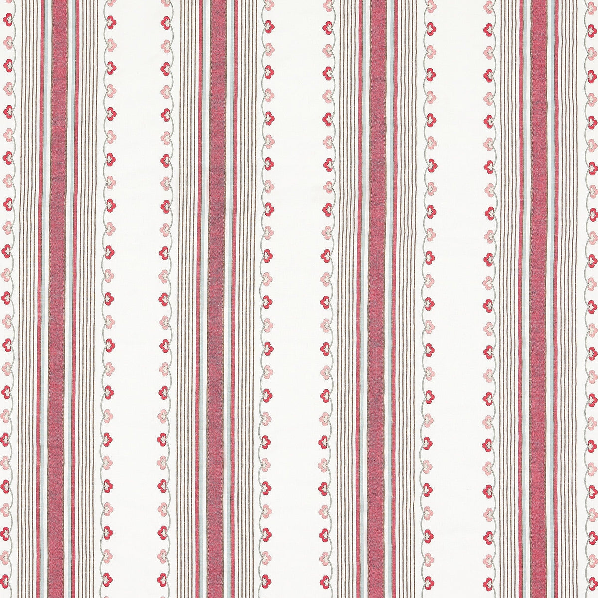 Mabel Stripe Ruby/Duck Egg — Nina Campbell tyg
