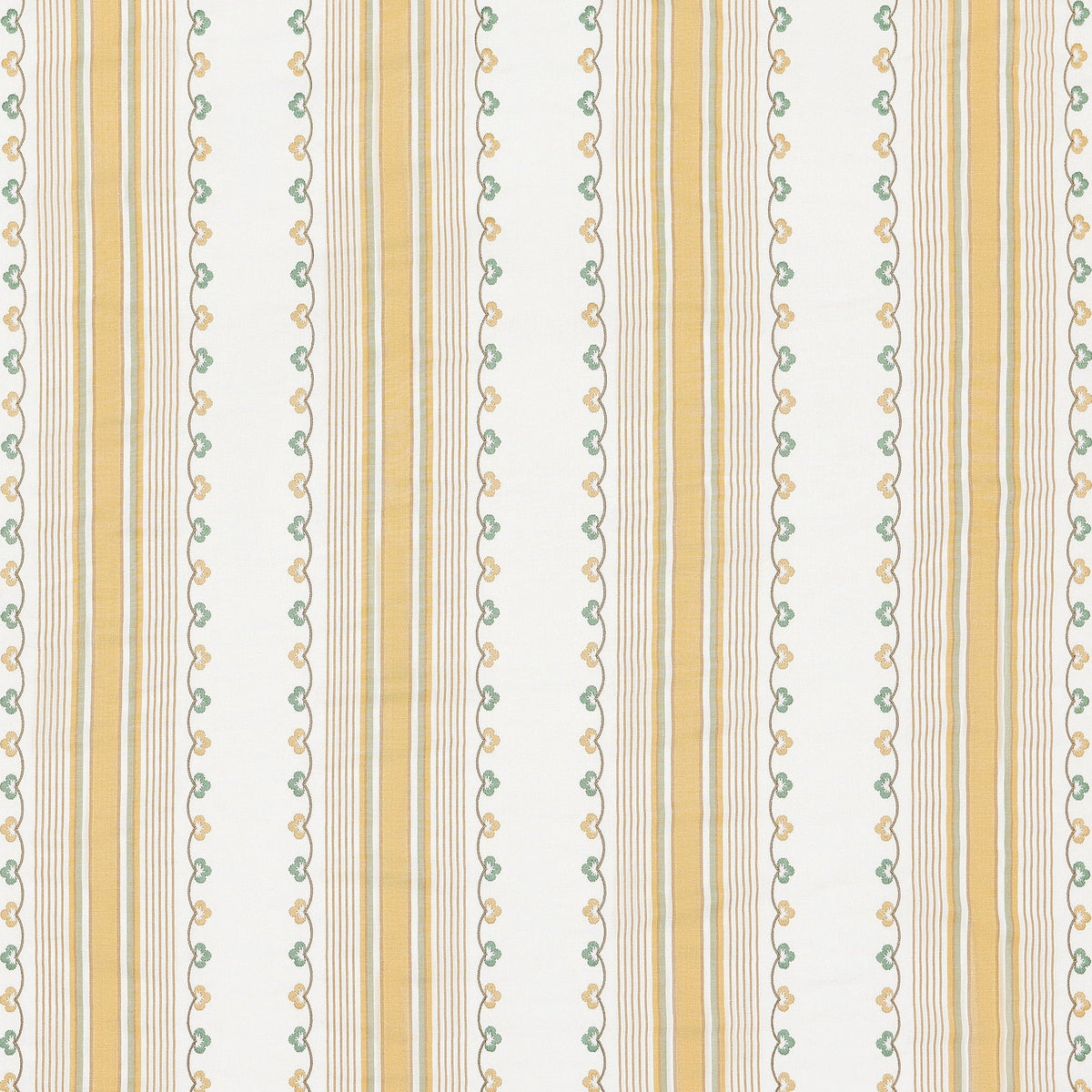 Mabel Stripe Yellow/Sage — Nina Campbell tyg