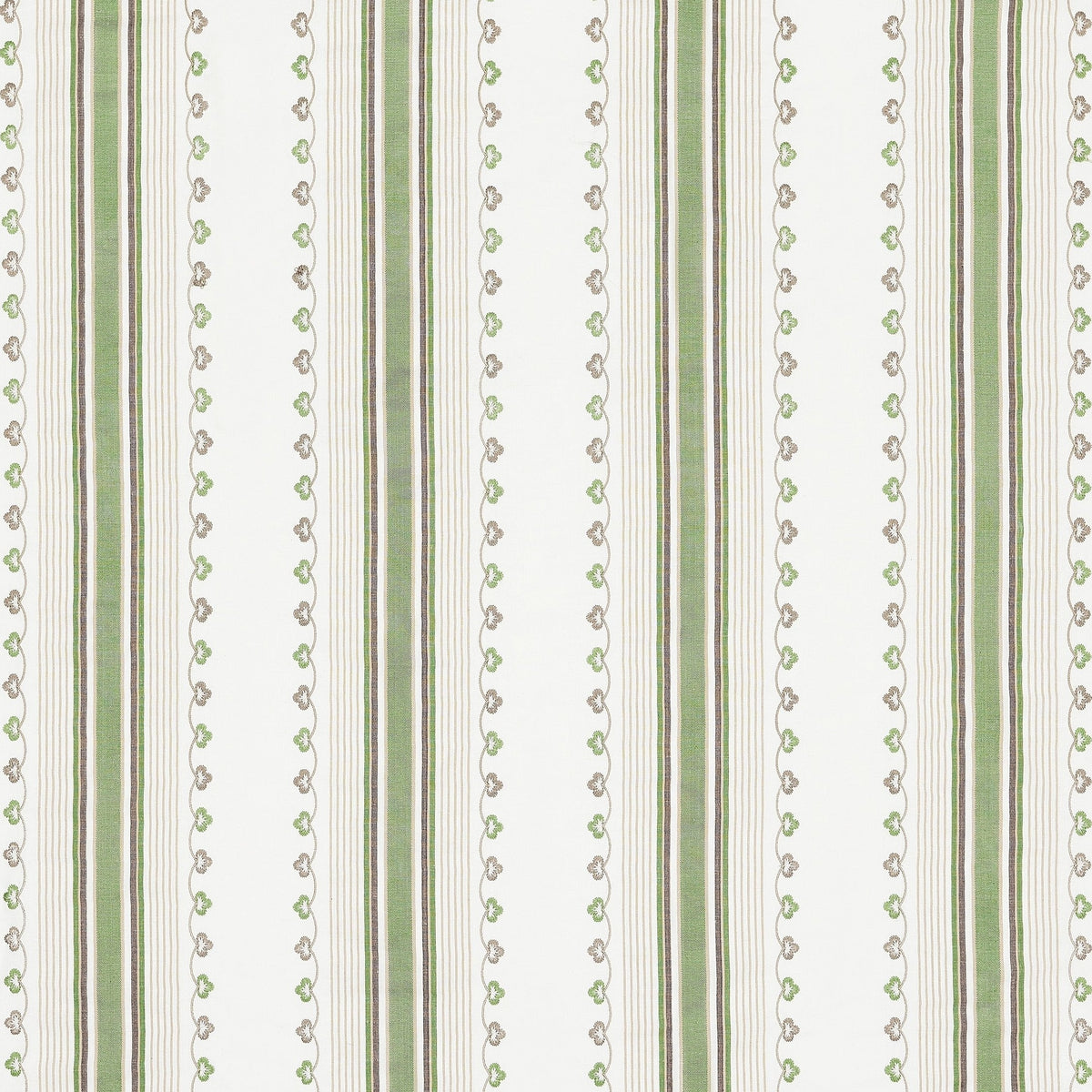 Mabel Stripe Green/Chocolate — Nina Campbell tyg
