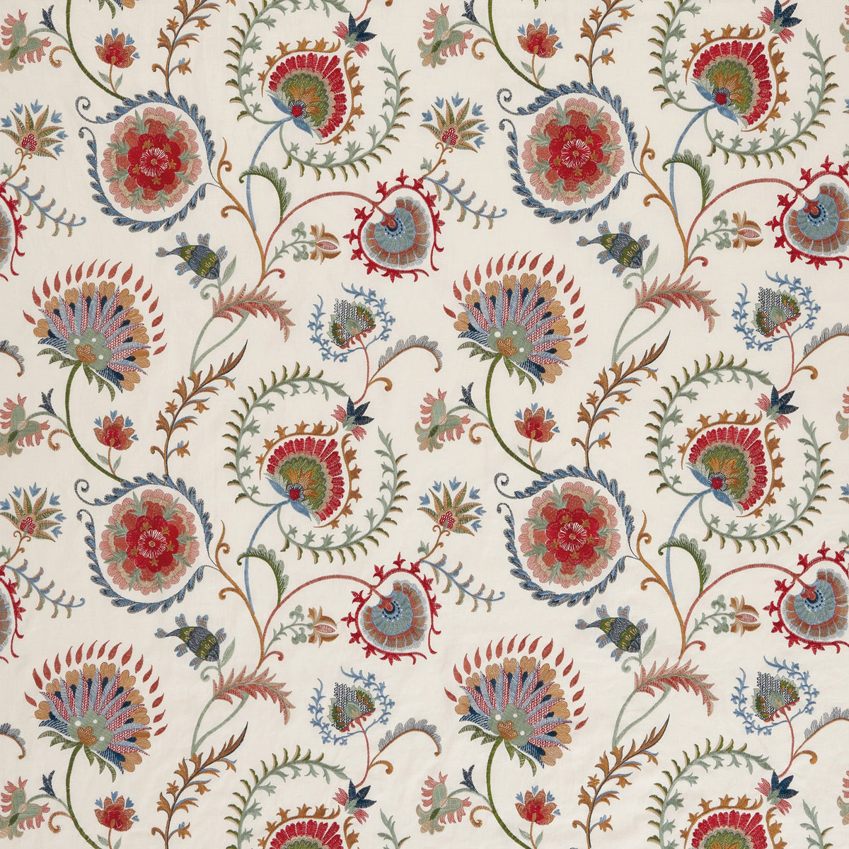 Mandana Blue/Ruby/Ivory — Nina Campbell tyg