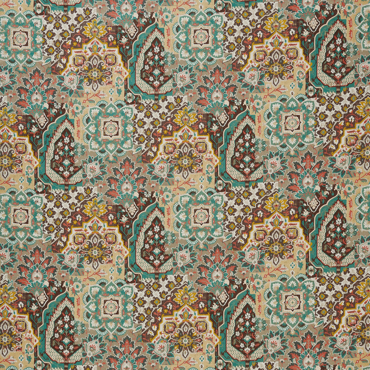 Paridaiza Chocolate/Teal — Nina Campbell tyg