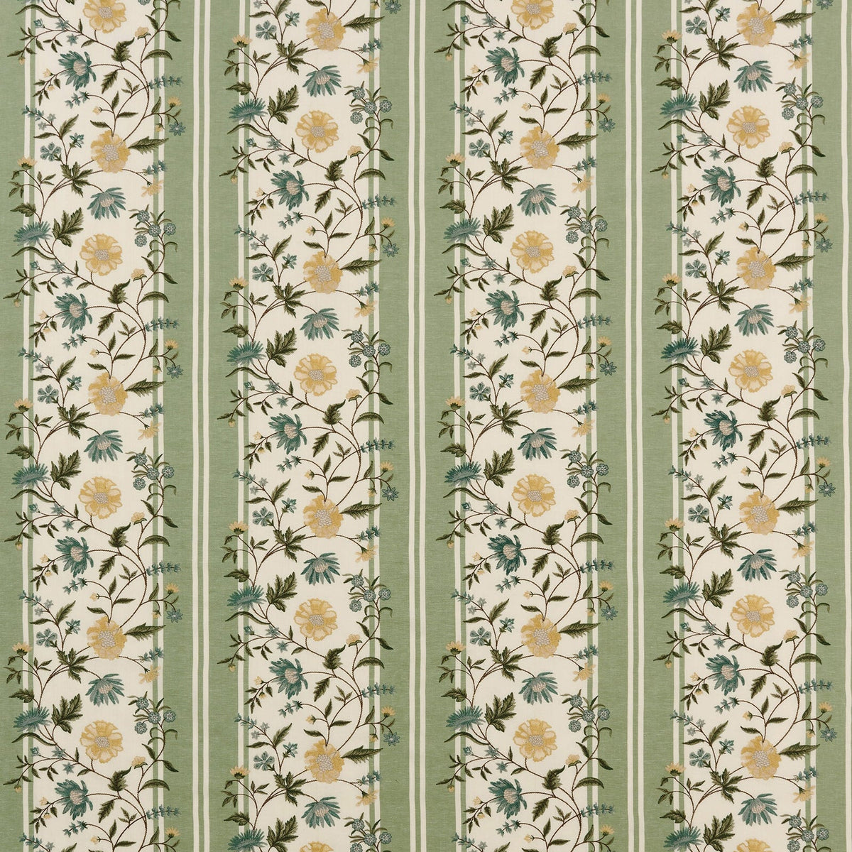 Colmar Green/Aqua/Yellow — Nina Campbell tyg