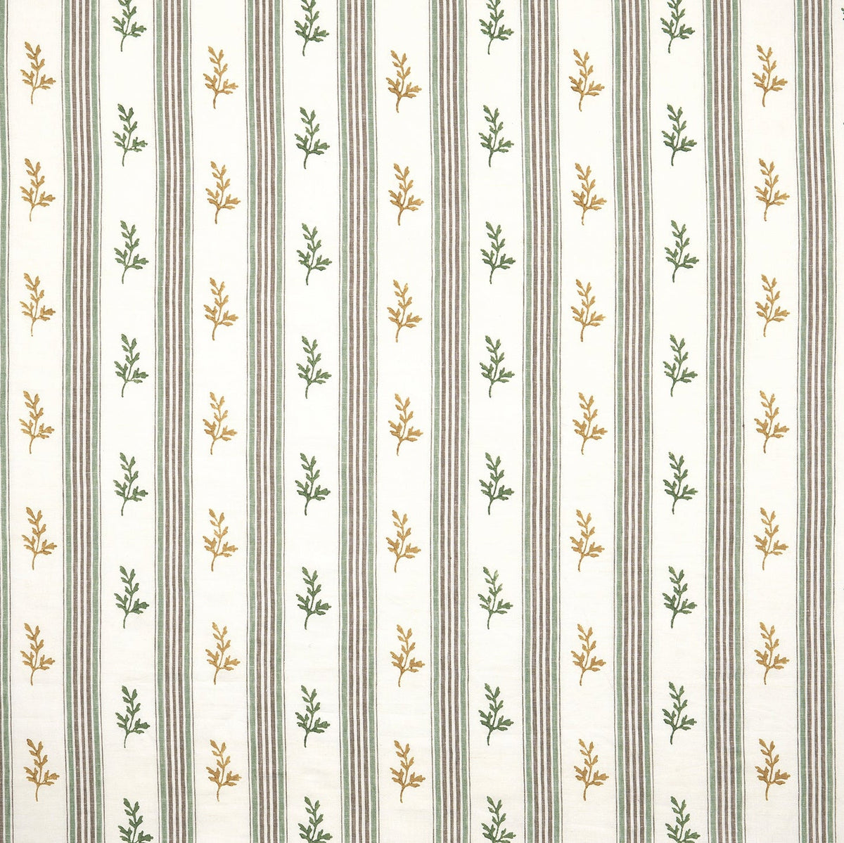 Anduze Green/Ochre/Chocolate — Nina Campbell tyg