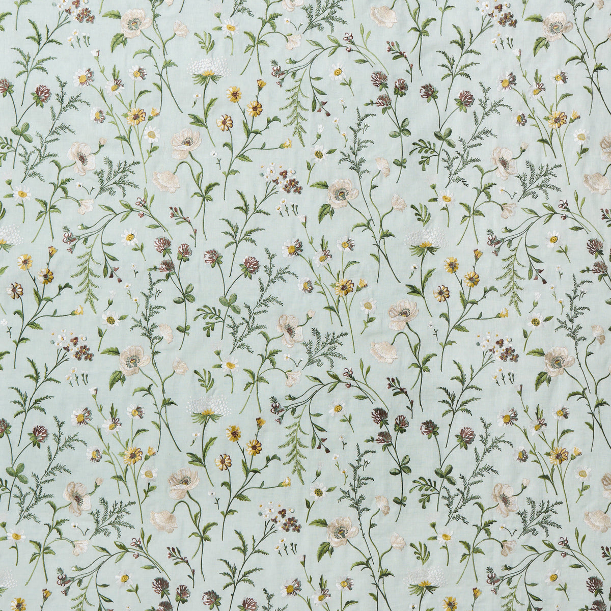 Snowshill Meadow Aqua/Yellow — Nina Campbell tyg