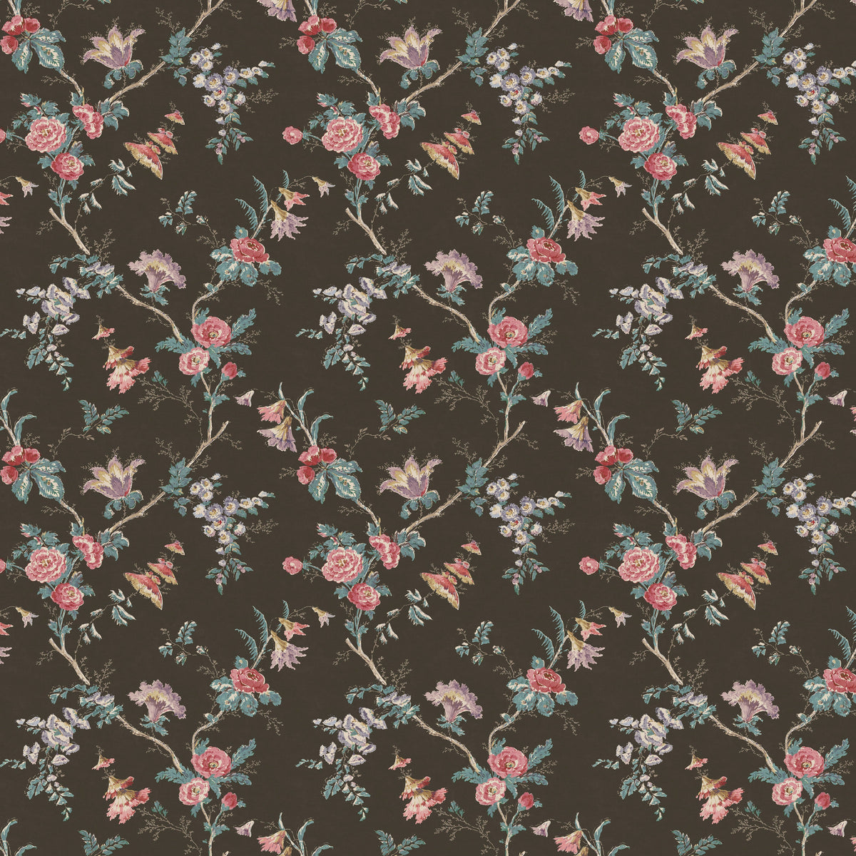 Boscobel Chocolate/Rose — Nina Campbell tyg