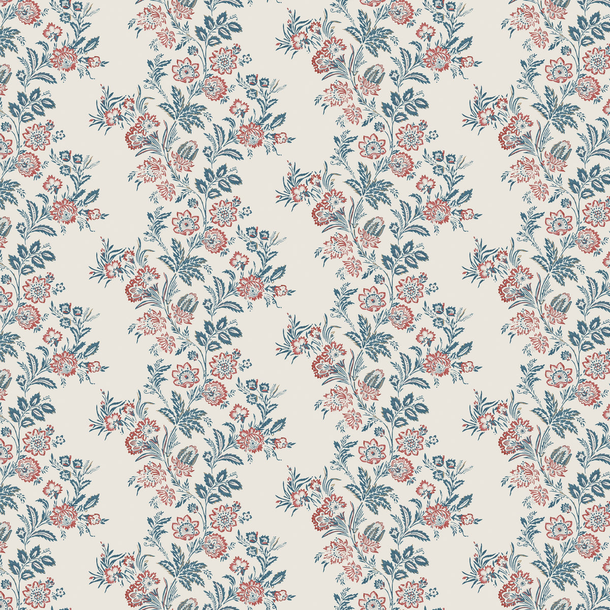 Bibury Indigo/Red — Nina Campbell tyg