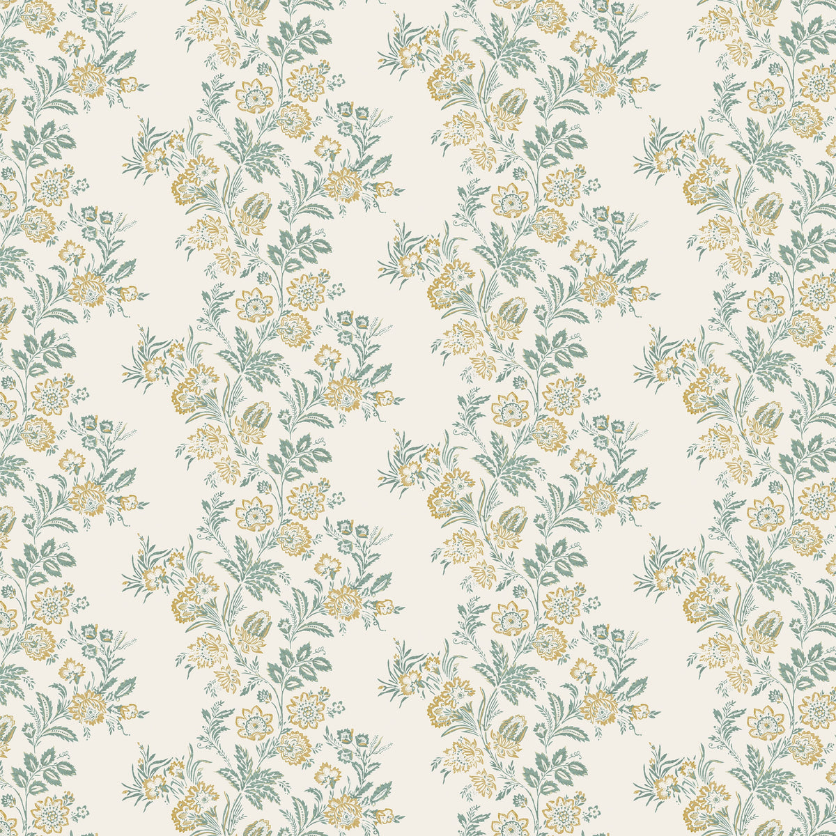 Bibury Teal/Ochre — Nina Campbell tyg