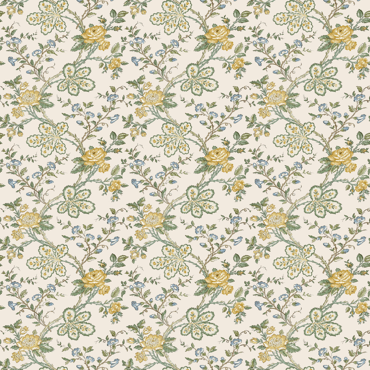 Genevieve Yellow/Sage/Ivory — Nina Campbell tyg