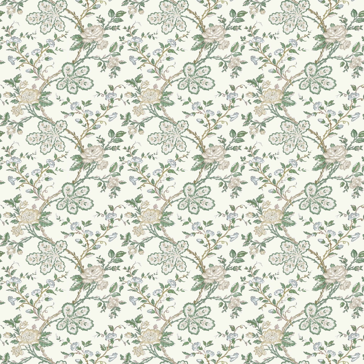 Genevieve Green/Blue/Ivory — Nina Campbell tyg