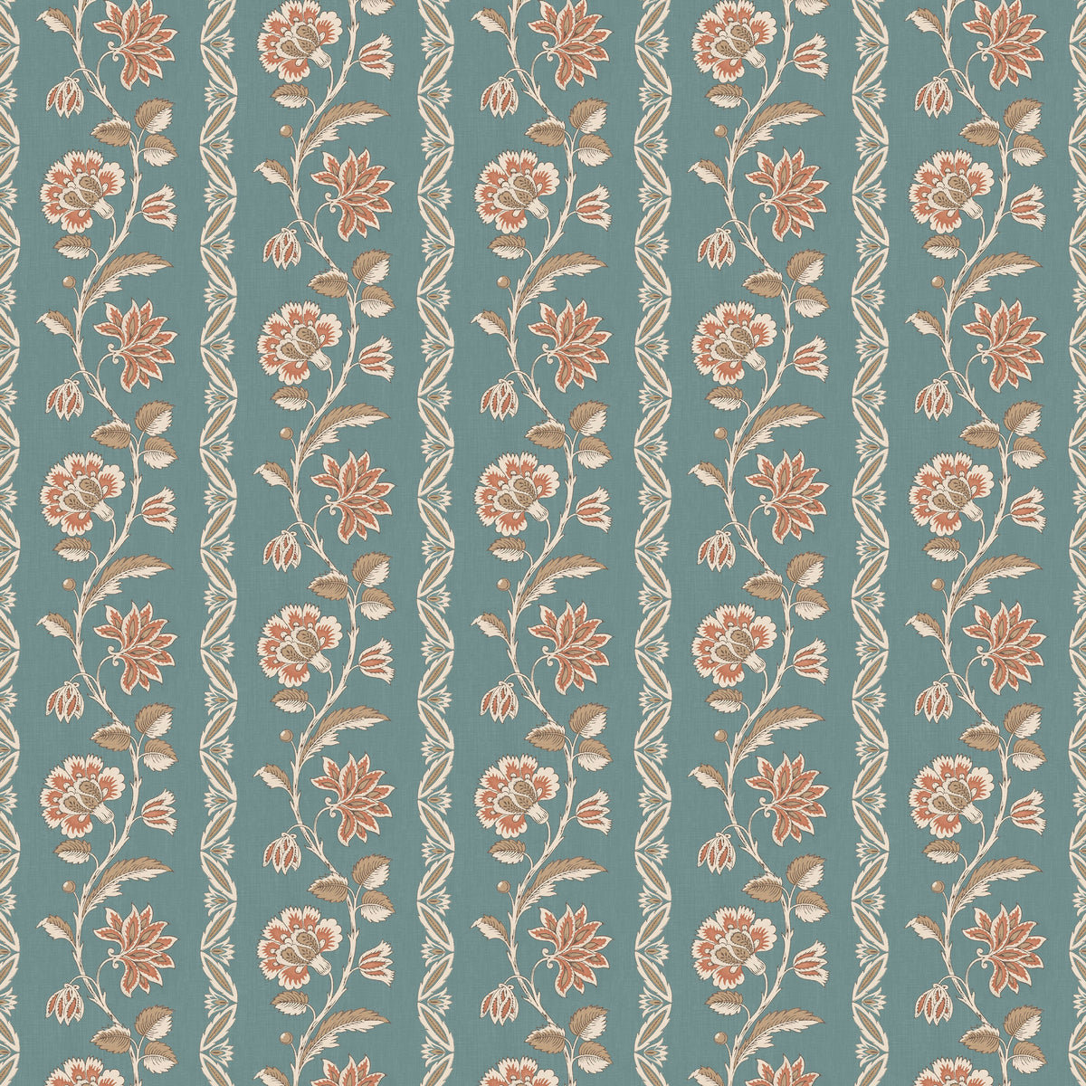 Bertin Teal/Russet — Nina Campbell tyg