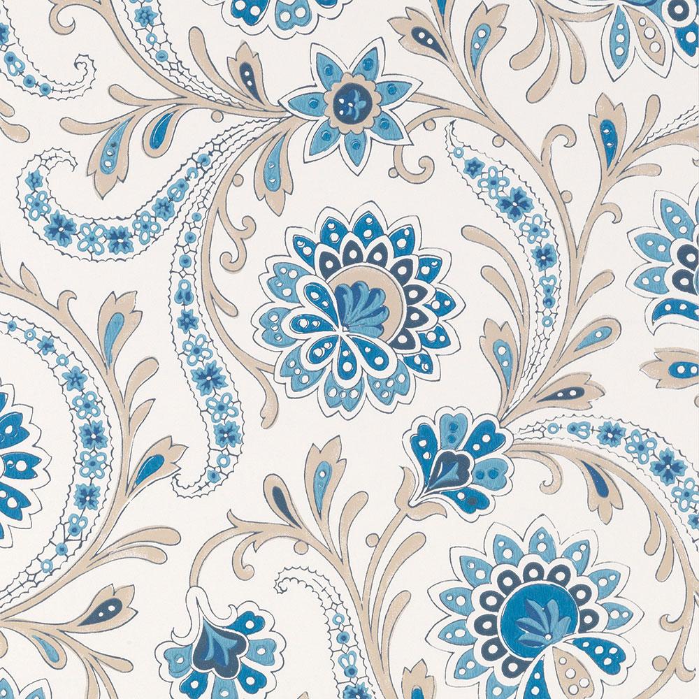 Baville Blue/Taupe — Nina Campbell tapet