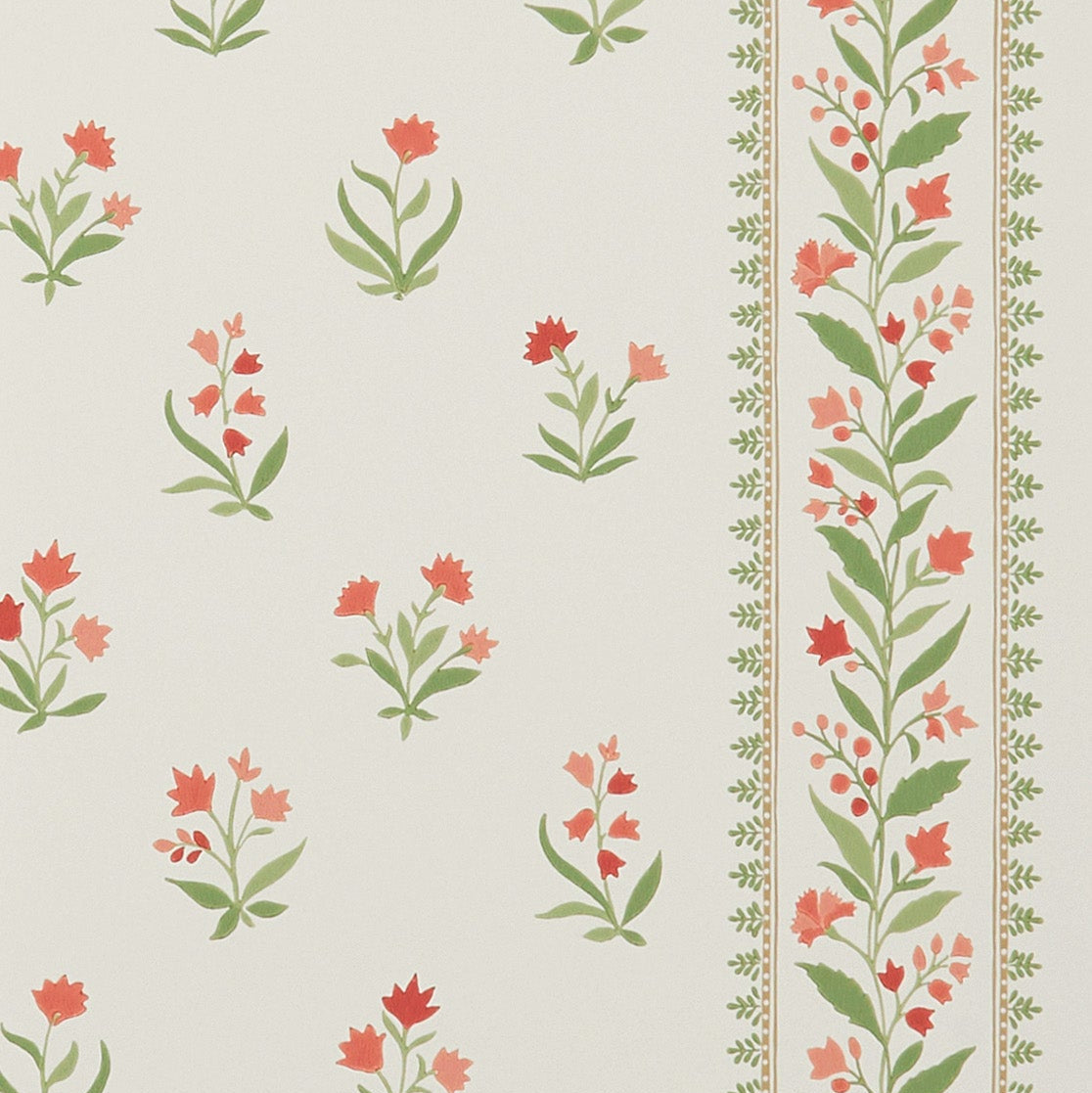Petit Dapuri Coral/Sage — Nina Campbell tapet
