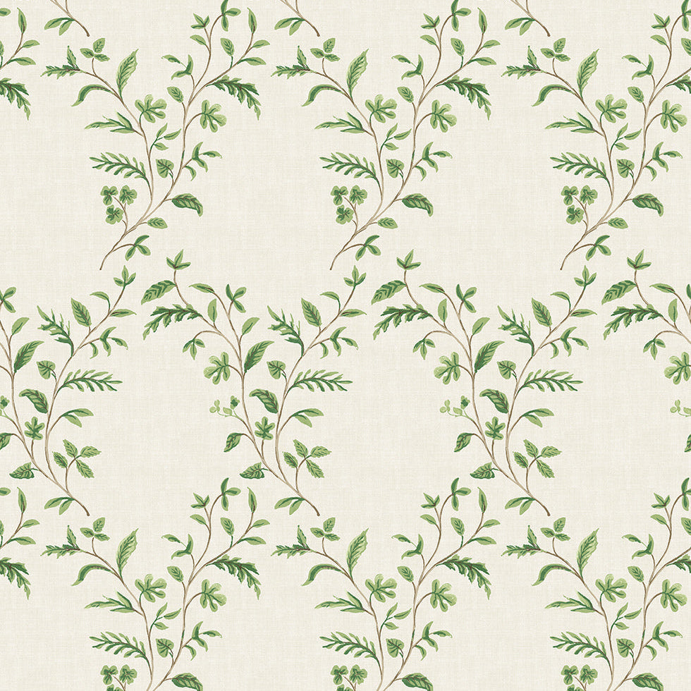 Hollingbourne Trellis Ivory/Green — Nina Campbell tapet