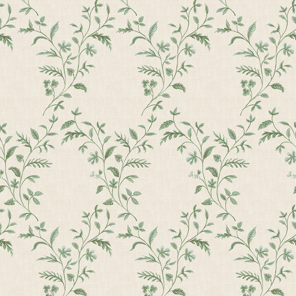 Hollingbourne Trellis Ivory/Eucalyptus — Nina Campbell tapet