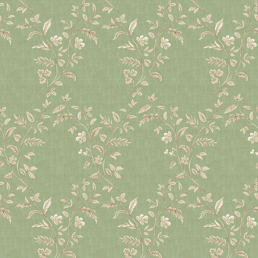 Hollingbourne Trellis Olive — Nina Campbell tapet