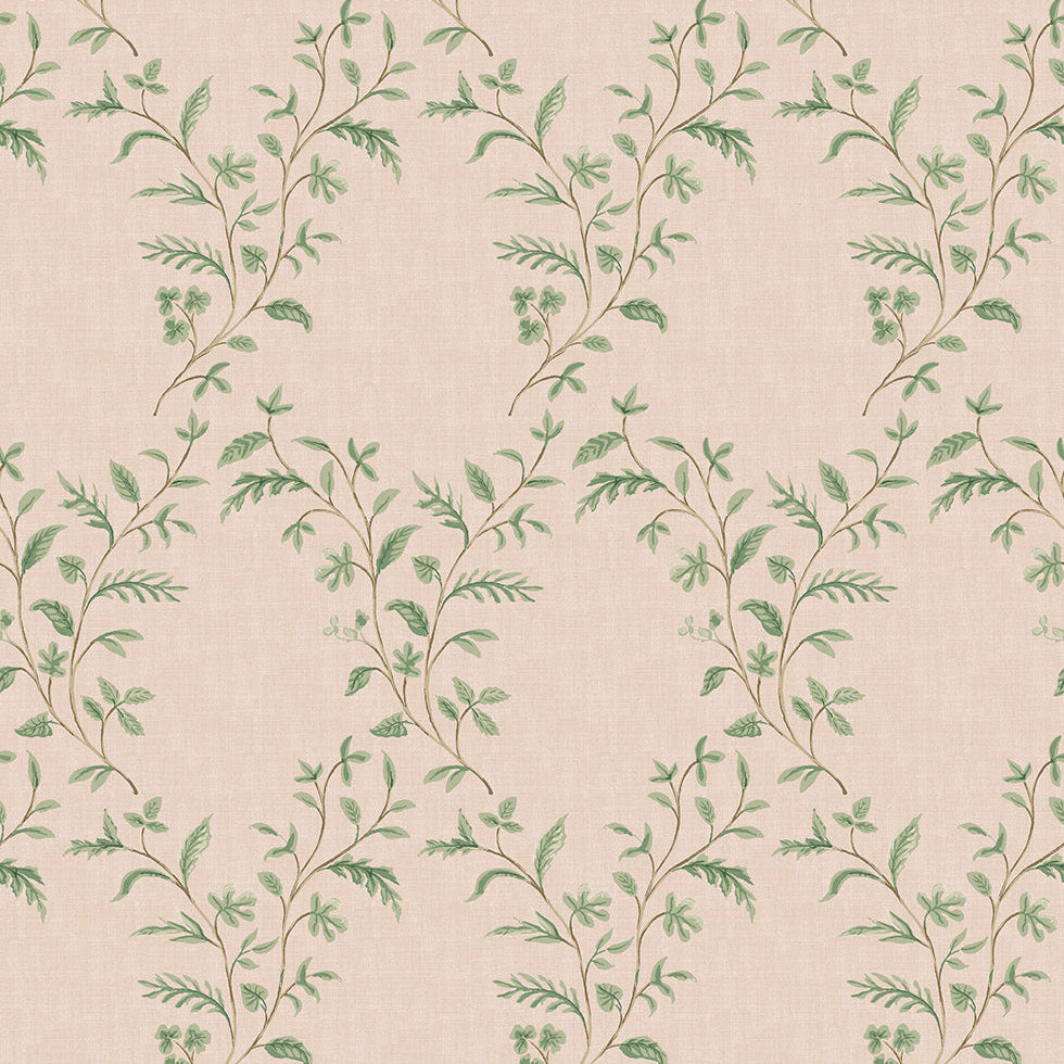 Hollingbourne Trellis Pink/Green — Nina Campbell tapet