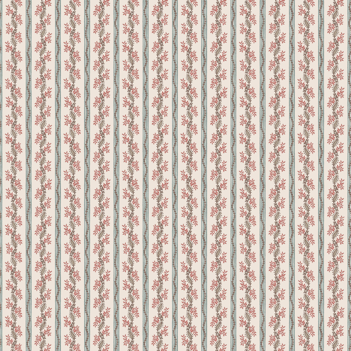 Odile Duck Egg/Red — Nina Campbell tapet