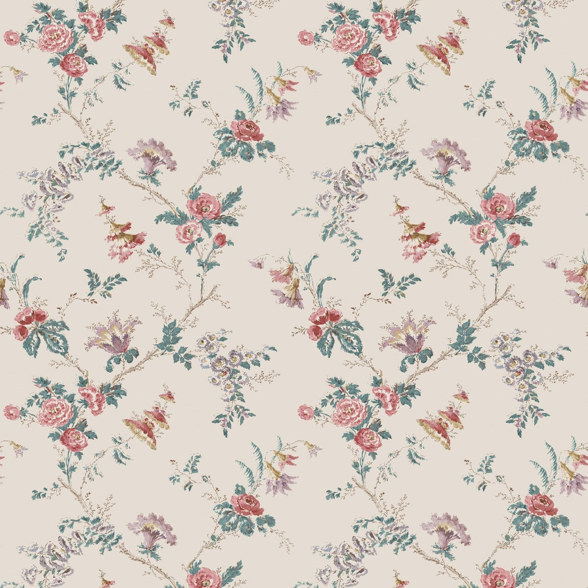 Boscobel Pink/Teal — Nina Campbell tapet