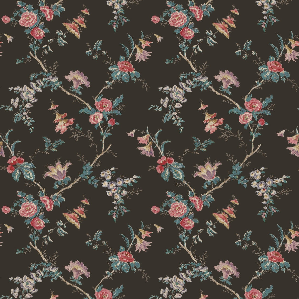 Boscobel Chocolate/Rose — Nina Campbell tapet