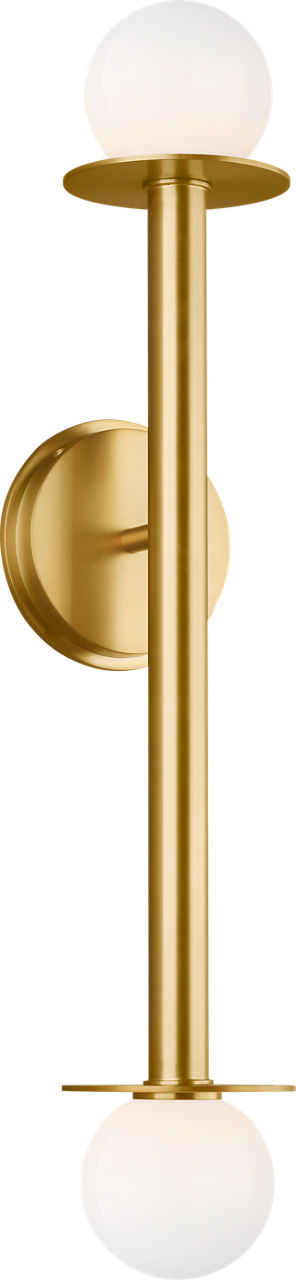 Nodes Double Vägglampa — Kelly Wearstler for Visual Comfort & Co. — Burnished Brass with White Glass