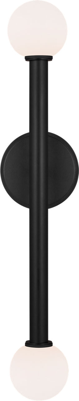 Nodes Double Vägglampa — Kelly Wearstler for Visual Comfort & Co. — Midnight Black with White Glass