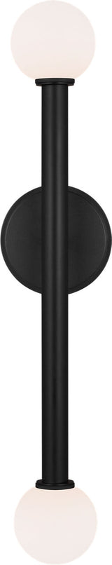 Nodes Double Vägglampa — Kelly Wearstler for Visual Comfort & Co. — Midnight Black with White Glass