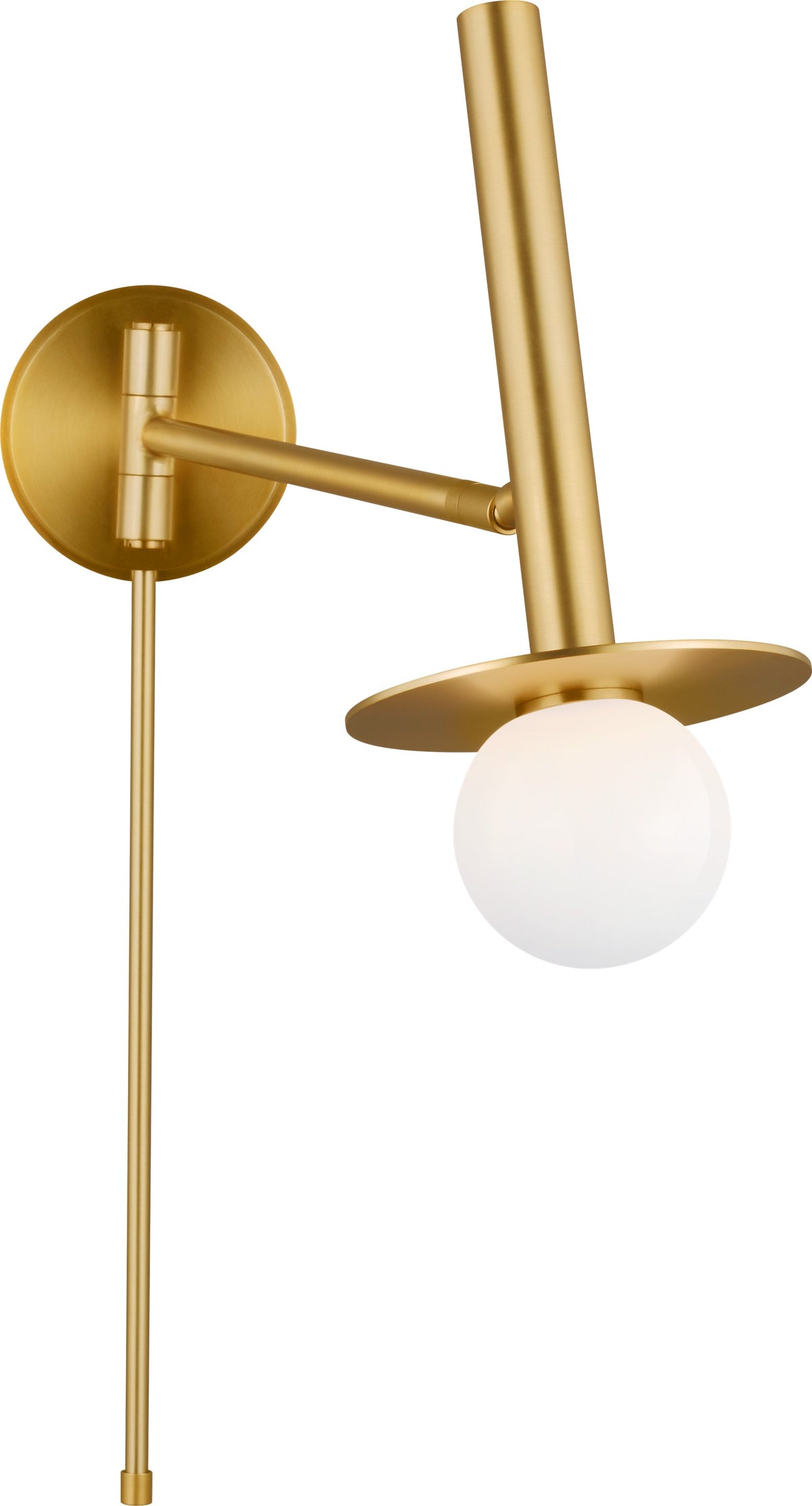Nodes Pivot Vägglampa — Kelly Wearstler for Visual Comfort & Co. — Burnished Brass with White Glass