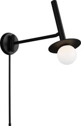 Nodes Pivot Vägglampa — Kelly Wearstler for Visual Comfort & Co. — Midnight Black with White Glass