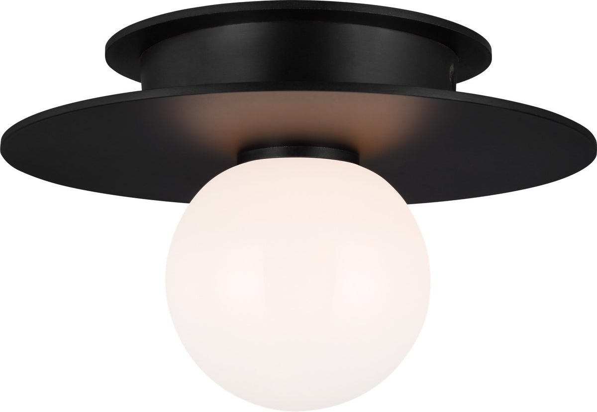 Nodes Small Plafond — Kelly Wearstler for Visual Comfort & Co. — Midnight Black with White Glass