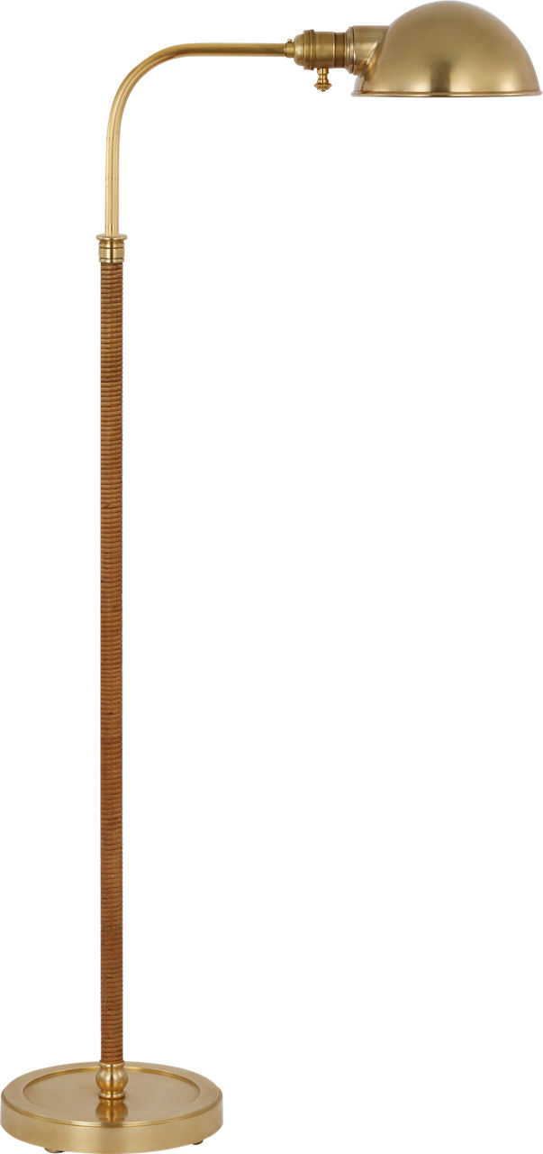 Basden Medium Pharmacy Lamp Golvlampa — Chapman & Myers for Visual Comfort & Co. — Antique-Burnished Brass and Natural Rattan