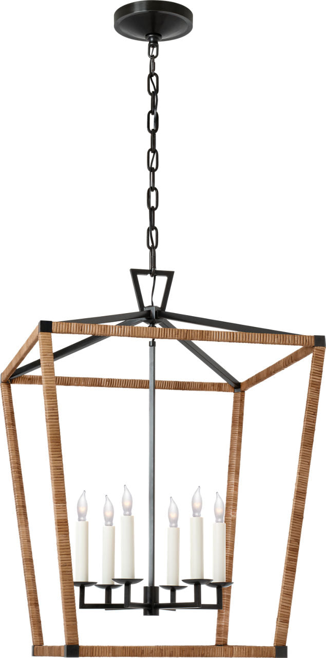 Darlana Large Wrapped Lykta — Chapman & Myers for Visual Comfort & Co. — Aged Iron and Natural Rattan